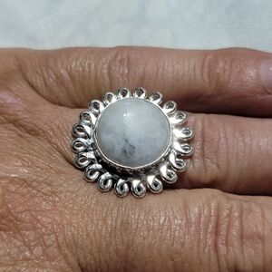 Elegant Silver and White Statement Ring